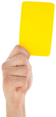 Wall Mural - Cropped image of referee holding yellow card