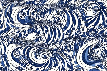 Poster - swirling blue and white pattern. Generative AI