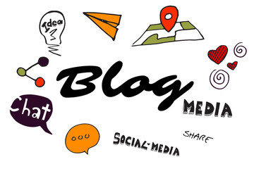 Poster - Blog text among various icons