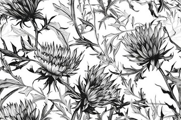 Poster - monochrome floral arrangement. Generative AI