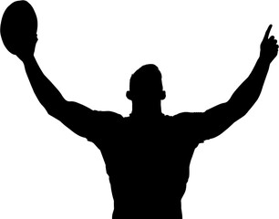 Sticker - Male rugby player arms raised holding ball