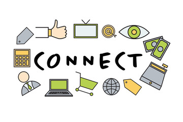 Poster - Connect text amidst various icons