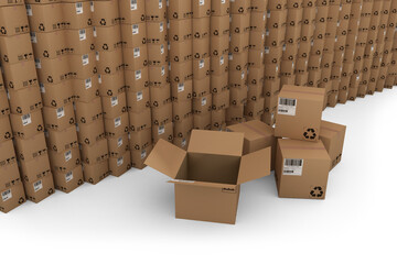 Canvas Print - Stack of brown cardboard boxes