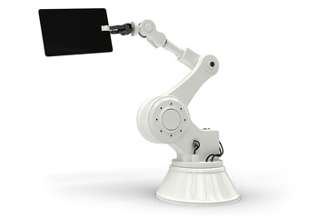 Poster - Digital tablet with robot against white background