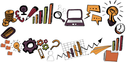 Poster - Various multi colored financial icons