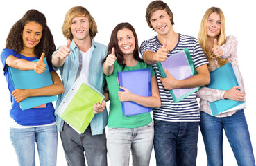 Poster - Happy college students gesturing thumbs up