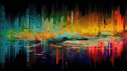 Digital glitch art background illustration with Generative AI