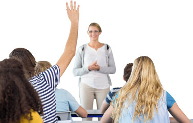 Poster - Student raising hand in classroom
