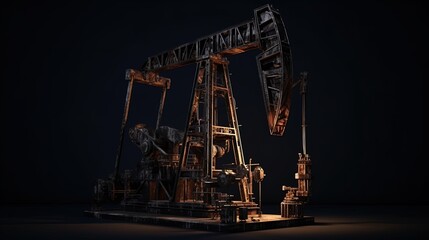 Wall Mural - Isolated Oil Derrick Pump in the Dark in 8K created with generative ai technology