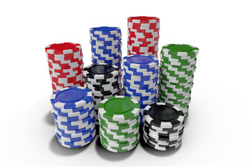 Sticker - Computer generated 3D image of gambling chips