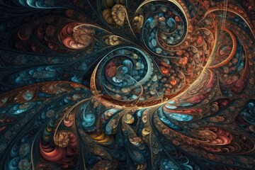 Poster - colorful spiral design created with computer graphics. Generative AI