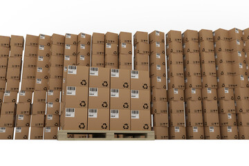 Poster - Stack of cardboard boxes against white background