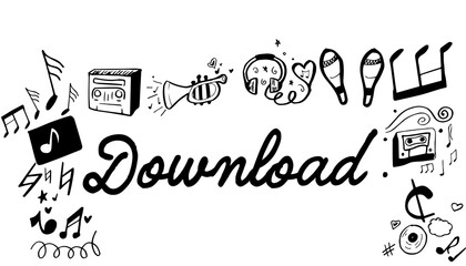 Poster - Download text surrounded by various colorful vector icons