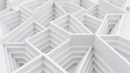 Poster - white background with several rectangular ,3d rendering