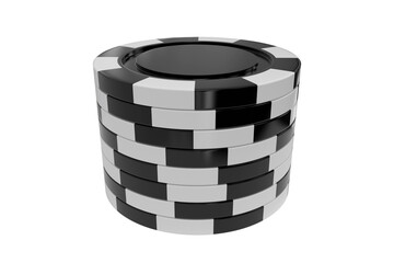 Canvas Print - 3D image of black gambling chips