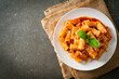Rigatoni pasta with tomato sauce and cheese