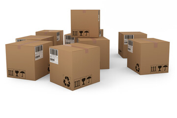 Poster - Group of illustrated cardboard boxes
