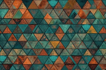Poster - vibrant and diverse geometric pattern with various shapes and colors. Generative AI