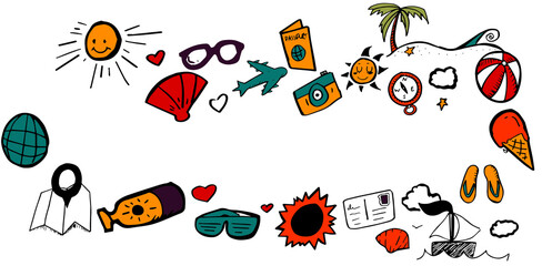 Poster - Various vector icons representing summer vacations