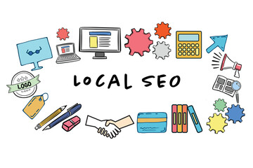 Poster - Local Seo text amidst various icons