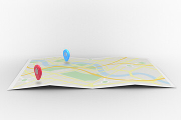 Poster - Red and blue pointers on map