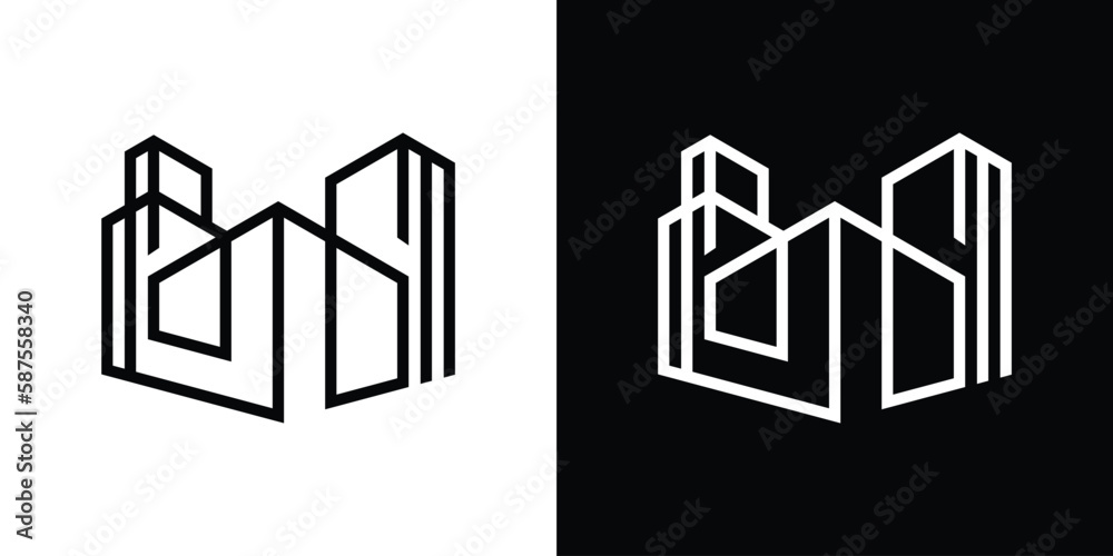 logo building line real estate commercial icon vector illustration ...