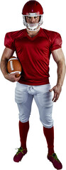 Canvas Print - American football player holding ball