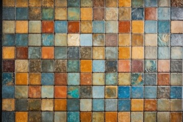 Poster - vibrant tiled wall with a variety of colors and patterns. Generative AI