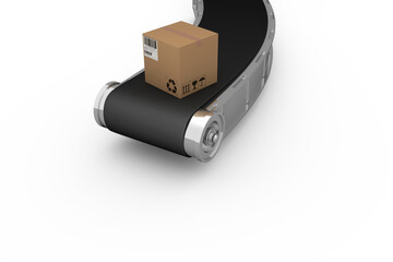 Poster - Coardboard box on conveyor belt