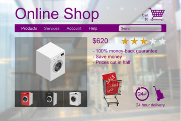 Poster - Washing machines for sale displayed on web page
