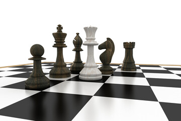 Aufkleber - White queen surrounded by black pieces