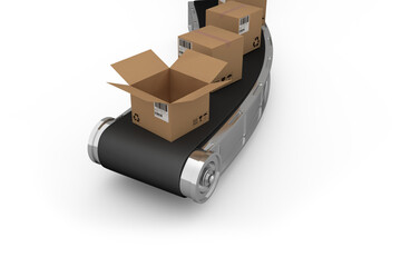 Poster - High angle view of cardboard boxes on production line