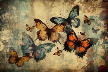 Wall Mural - swarm of colorful butterflies taking flight. Generative AI