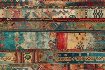 Wall Mural - Rug and carpet bathmat Boho ethnic pattern with frayed woven texture and appearance. Generative AI