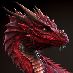 Wall Mural - red dragon head generative Ai