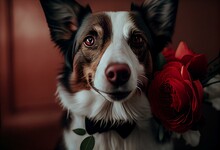 Valentines Wedding Dog In Love. Generative AI