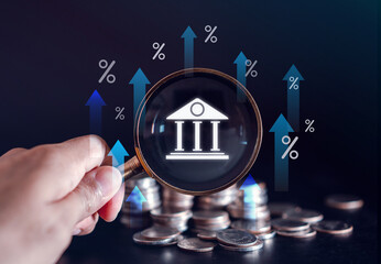 Wall Mural - Business and Finance of Banking and investment concept, Capital gain world money economic growth. coin stack financial graph chart, market report on cash currency concept.