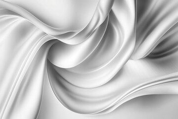 AI generated beautiful elegant white soft silk satin fabric background with waves and folds