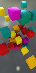 Poster - texture and background from many volumetric cubes at different levels