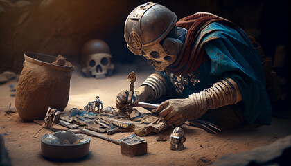 Aufkleber - skull and bones  Generative AI technology.