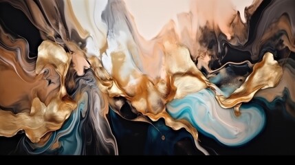  Elegant Abstract fluid art painting with alcohol ink, liquid design with rose gold paths, background with luxury decoration elements - Generative AI