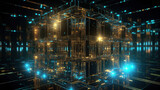 Fototapeta Uliczki - Abstract quantum computing circuit with futuristic design.

Created with generative AI technology and Photoshop.