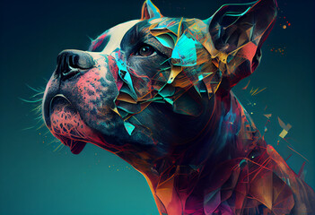 Poster - An abstract, surrealist portrait of a Beagle, featuring exaggerated proportions and dreamlike colors.  Generative AI technology.	
