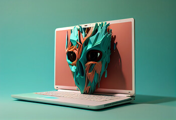 Aufkleber - laptop in the room  Generative AI technology.