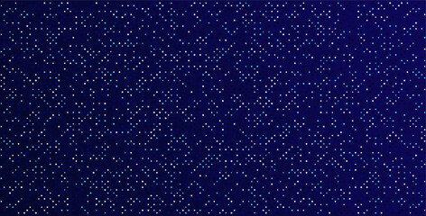 Wall Mural - This vector image is a modern illustration of a starry night sky. It features a geometric pattern of dark and light shapes, with a glittering effect of sparkles and stars.  Glowing pixel mosaic