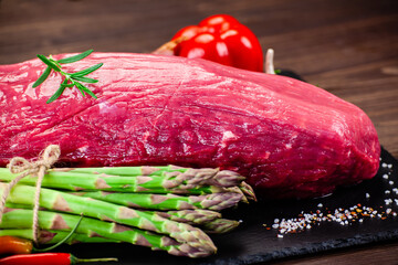 Wall Mural - Fresh raw beef sirloin on cutting board
