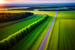 © Floor - Aerial view of road amidst landscape during sunset
