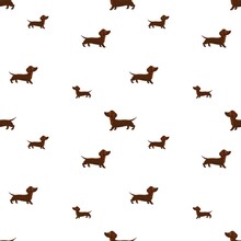Seamless Pattern With Dachshund Dogs On A White Background. 