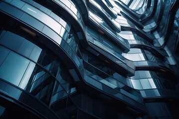 Poster - towering skyscraper with numerous windows and modern architecture. Generative AI