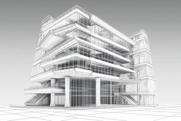 Poster - modern skyscraper with a glass facade. Generative AI